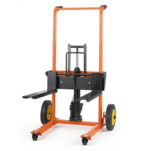 VEVOR Hochhubwagen Manuell 205 kg, Plattformhochhubwagen mit Gabelstaplertisch, Max. Hubhöhe 90 cm, Material Hebewinde Stapler, Plattformstapler, Handstapler, Palettenwagen, Orange & Schwarz – Bild 8