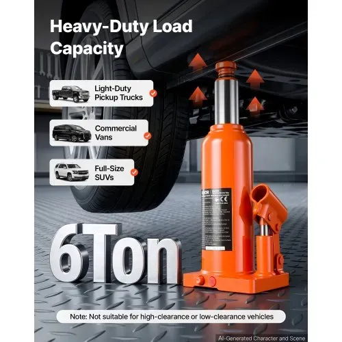 VEVOR Hydraulischer Flaschenheber 6 t Hubbereich 22-43 cm Wagenheber für Limousinen SUVs Pickups Reifenwechsel und Geräteabstützung, mit Überlastschutzventil Verbreiterter Basis und Langem Griff VEVOR Hydraulischer Flaschenheber 6 t Hubbereich 22-43 cm Wagenheber für Limousinen SUVs Pickups Reifenwechsel und Geräteabstützung, mit Überlastschutzventil Verbreiterter Basis und Langem Griff