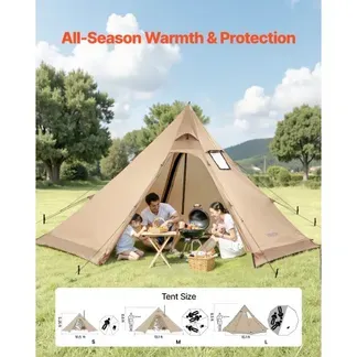 VEVOR Campingzelt für 4 Personen, tragbares Tipi-Zelt mit Ofenanschluss, Pyramidenzelt, leichte 4-Jahreszeiten-Schutzzelte zum Wandern, Angeln und Rucksackreisen, Größe M VEVOR Campingzelt für 4 Personen, tragbares Tipi-Zelt mit Ofenanschluss, Pyramidenzelt, leichte 4-Jahreszeiten-Schutzzelte zum Wandern, Angeln und Rucksackreisen, Größe M