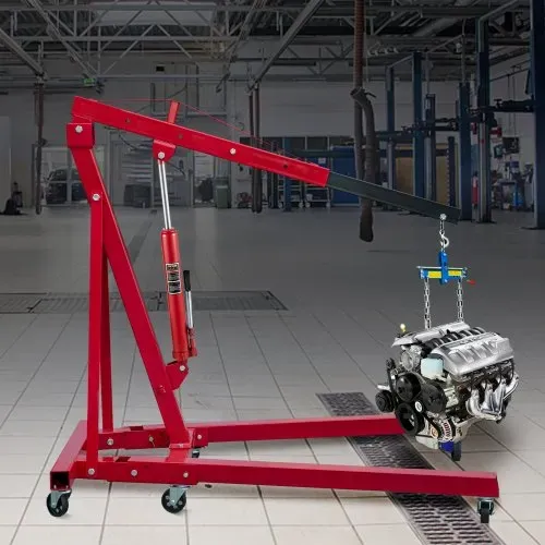 VEVOR Hydraulischer langer Rammenheber, 3 t Kapazität, mit Einzelkolbenpumpe & Gabelkopfsockel, manueller Hubarbeitsbühnenheber mit Griff, für Garagen-/Ladenkräne, Motorhebebühne, rot – Bild 7
