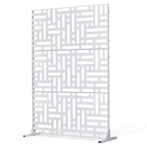 VEVOR Paravent, 120x50,8x193 cm, freistehende Außentrennwand mit Ständer, Sichtschutz, Trennwand, Raumtrenner, dekorativer Raumteiler aus Stahl für Balkon, Terrasse, Innenbereich, Whirlpool, weiß – Bild 10