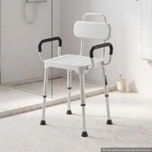 VEVOR Duschstuhl 181,4 kg, 6-stufig Höhenverstellbarer Duschsitz mit Armlehnen, Rahmen aus Aluminiumlegierung, für Dusche oder Badewanne, Geeignet für Senioren, Menschen mit Behinderung und Verletzte – Bild 7