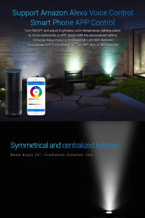 MiBoxer FUTC05 LED Garten Lampe 25W RGB-WW (RGB-CCT) mit Funk IP66 230V – Bild 5