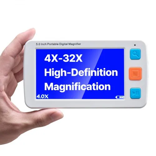 VEVOR Tragbare digitale Lupe, 5 Zoll HD Leselupe, Lesehilfe für Sehschwäche, 4- bis 32-facher Zoom, mit 17 Farbmodi, AV-Ausgang, klappbarem Griff, LCD-Bildschirm mit 5 Helligkeitsstufen VEVOR Tragbare digitale Lupe, 5 Zoll HD Leselupe, Lesehilfe für Sehschwäche, 4- bis 32-facher Zoom, mit 17 Farbmodi, AV-Ausgang, klappbarem Griff, LCD-Bildschirm mit 5 Helligkeitsstufen