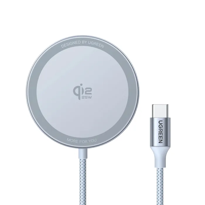 Ugreen MagFlow Smartphone Grau USB Kabelloses Aufladen Auto Ugreen MagFlow Smartphone Grau USB Kabelloses Aufladen Auto