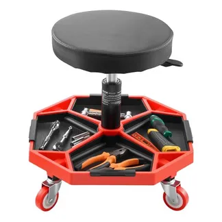VEVOR Rollbarer Werkstatthocker Werkstattsitz (136 kg Tragkraft) Garagensitz Arbeitshocker, höhenverstellbar (420–550 mm), Rollsitz mit Werkzeugablage für Garage Werkstatt Autoreparatur, Schwarz+Rot VEVOR Rollbarer Werkstatthocker Werkstattsitz (136 kg Tragkraft) Garagensitz Arbeitshocker, höhenverstellbar (420–550 mm), Rollsitz mit Werkzeugablage für Garage Werkstatt Autoreparatur, Schwarz+Rot