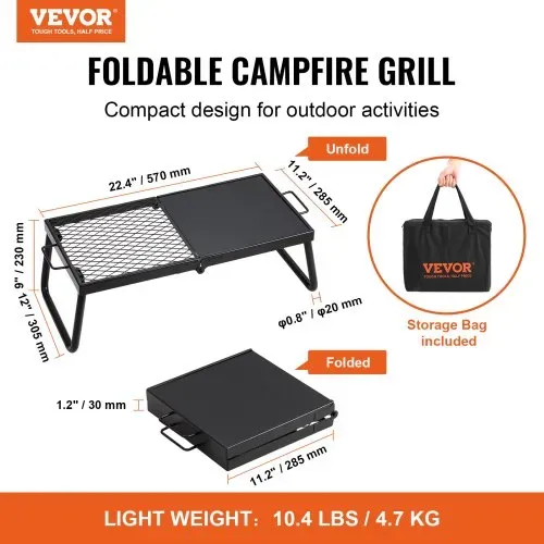 VEVOR BBQ Gills Holzkohlegrill Klappgrill Tischgrill 570 x 285 x 230 mm, 6 kg Belastbar Tragbarer Reisegrill Outdoor Campinggrill 300 ℃, Grillgitter + Grillplatte für Gartenpartys, Picknick, Terasse VEVOR BBQ Gills Holzkohlegrill Klappgrill Tischgrill 570 x 285 x 230 mm, 6 kg Belastbar Tragbarer Reisegrill Outdoor Campinggrill 300 ℃, Grillgitter + Grillplatte für Gartenpartys, Picknick, Terasse