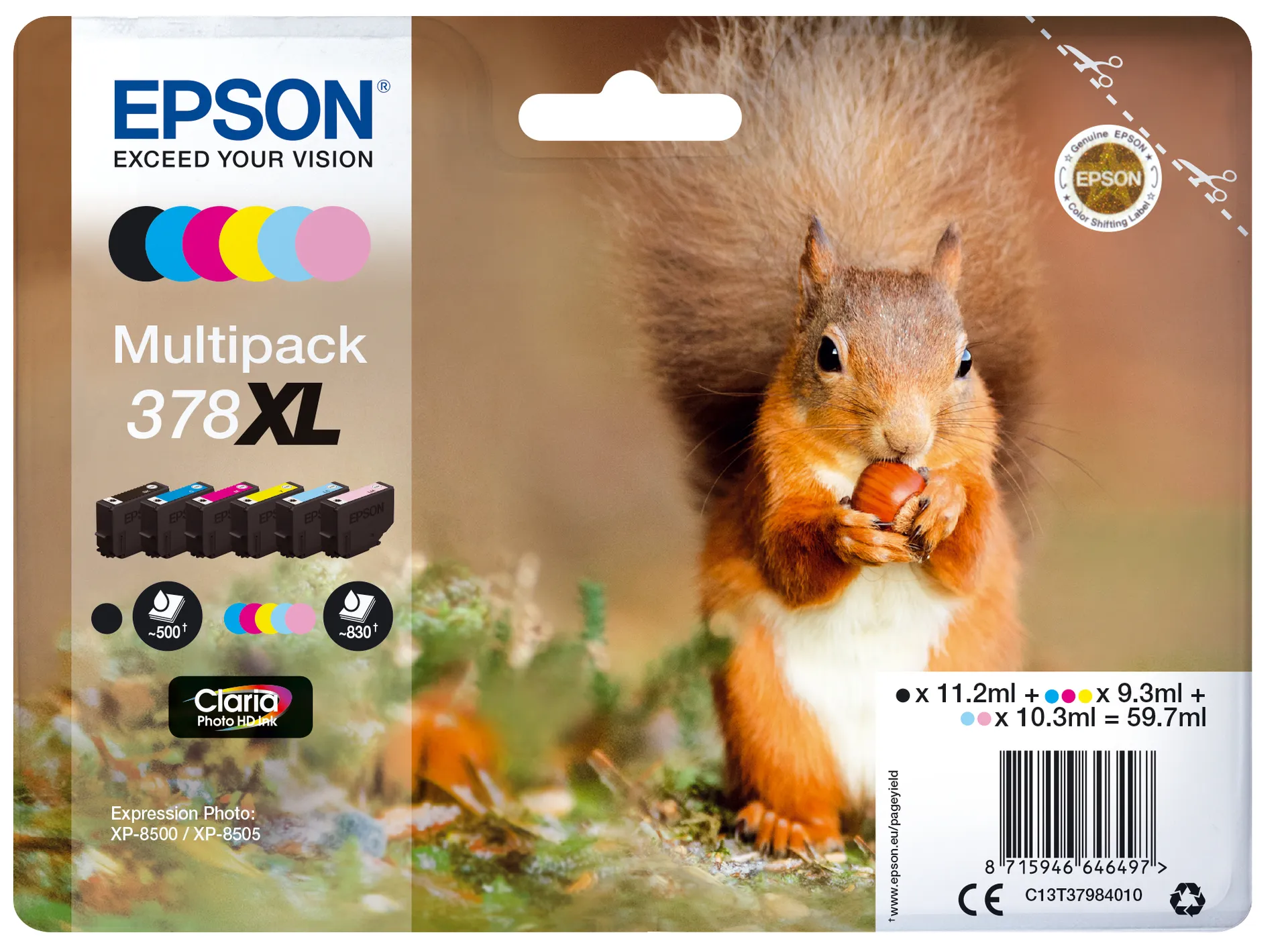 Epson Squirrel Multipack 6-colours 378XL Claria Photo HD Ink Epson Squirrel Multipack 6-colours 378XL Claria Photo HD Ink
