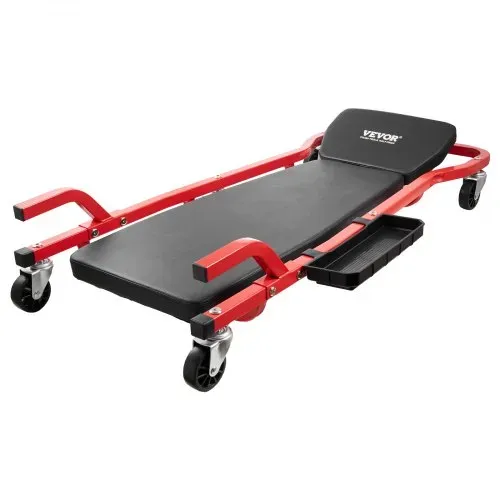 VEVOR Rollbrett für Mechaniker, 1118 mm, 136,1 kg Tragkraft, Rollbrett für Kraftfahrzeuge mit 6 Lenkrollen, verstellbarer, gepolsterter Kopfstütze, Werkzeugablage, robuster Stahlrahmen für Garagen, Reparaturwerkstätten und Heimwerker – Bild 9