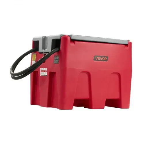 VEVOR Tragbarer Diesel-& Benzintank, 220 L, 45 L/min Durchflussrate, Dieselkraftstofftank mit 12 V Transferpumpe, 4 m Schlauch, automatische Betankungsdüse, Transfertank für Kraftstofftransport, Rot – Bild 8