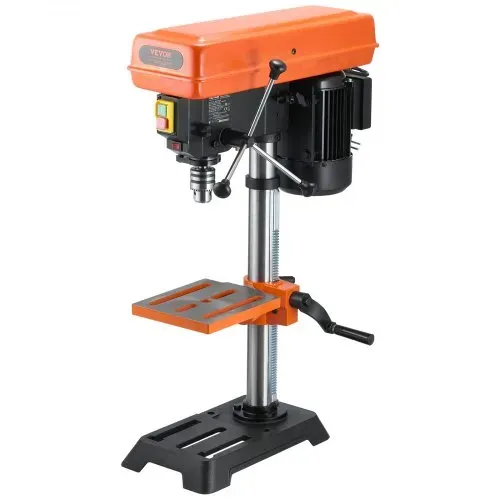 VEVOR 254 mm Tischbohrmaschine, 550 W Induktionsmotor, Säulenbohrmaschine mit 550-2500U/min einstellbarer Geschwindigkeit, 0–45° neigbarer Arbeitstisch, Röntgenpositionierung, für Holzmetall – Bild 8