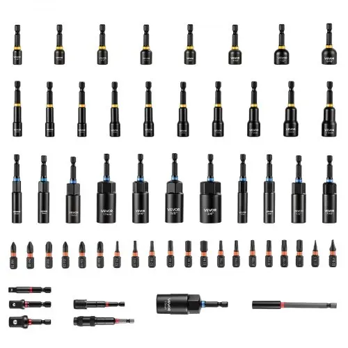 VEVOR Steckschlüsselsatz, 55-tlg., SAE- & Metrisch, Magnetische Steckschlüssel, mit Einsätzen, Verlängerung, Bits & Werkzeugkoffer, für Autoreparaturen, Heimwerkerarbeiten & DIY-Projekte – Bild 9