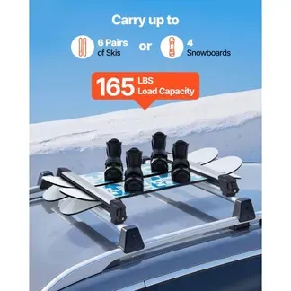 VEVOR 2 x Skiboard Snowboard Dachträger für bis zu 6 Paar Ski/4 Snowboards, abschließbarer Skidachträger mit Gummipolsterung, Skihalter Angelrutenhalter für die meisten geschlitzten Querträger VEVOR 2 x Skiboard Snowboard Dachträger für bis zu 6 Paar Ski/4 Snowboards, abschließbarer Skidachträger mit Gummipolsterung, Skihalter Angelrutenhalter für die meisten geschlitzten Querträger