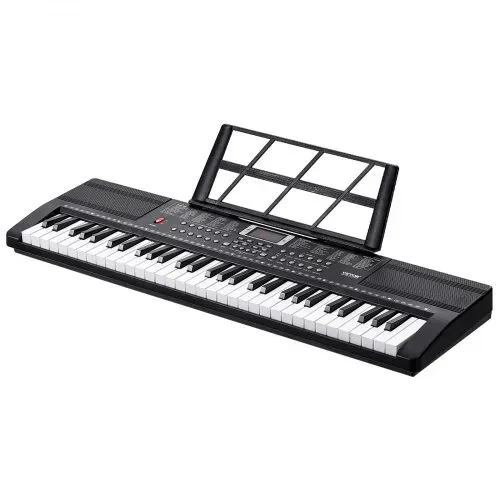VEVOR Digitales Klavier mit 61 Tasten, 200 Töne, 200 Rhythmen, tragbares elektrisches Klavier-Keyboard-Kit mit 60 Demo-Songs, integrierten Doppellautsprechern, Kopfhörern, Mikrofon, Klavieraufklebern für Anfänger – Bild 8