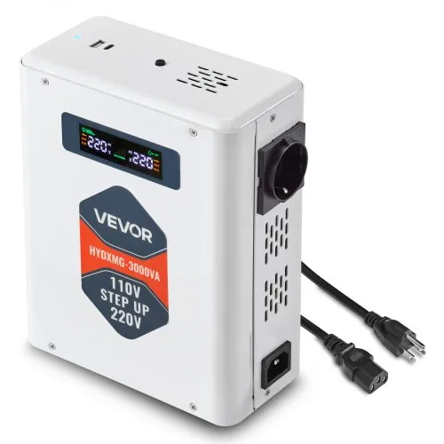 VEVOR Spannungswandler aufwärts, 3000 VA, Hochleistungs-Stromwandler, 110 V auf 220 V Leistungstransformator, mit 2 EU-Steckdosen, USB-Ausgang, LCD-Display, Temperaturschutz, für 220-V-Geräte VEVOR Spannungswandler aufwärts, 3000 VA, Hochleistungs-Stromwandler, 110 V auf 220 V Leistungstransformator, mit 2 EU-Steckdosen, USB-Ausgang, LCD-Display, Temperaturschutz, für 220-V-Geräte