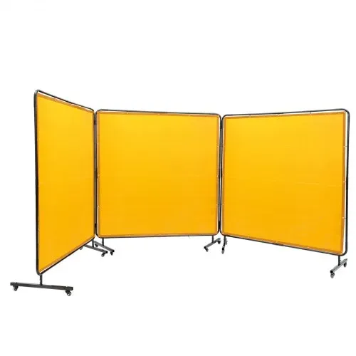 VEVOR 3-Panel-Schweißvorhang 1,8 x 1,8 m Schweißschutzvorhang aus Flammhemmendem Vinyl Schweißschutzwand mit 4 Schwenkrädern und einem 6-stufigen UV-Schutz Schweißerdecke Schweißschutz Gelb – Bild 9