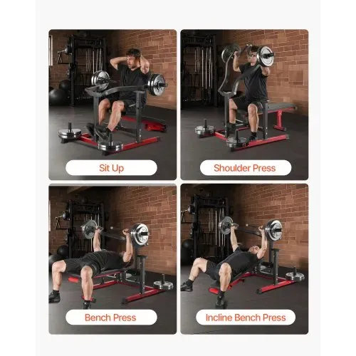 VEVOR Brustpresse, 204 kg belastbares Bankdrückset, verstellbare flache Schrägbank mit unabhängigen konvergierenden Armen, obere Brust-Ausrüstung, Heim-Fitnessgerät für Brust Bauchmuskeltraining – Bild 5