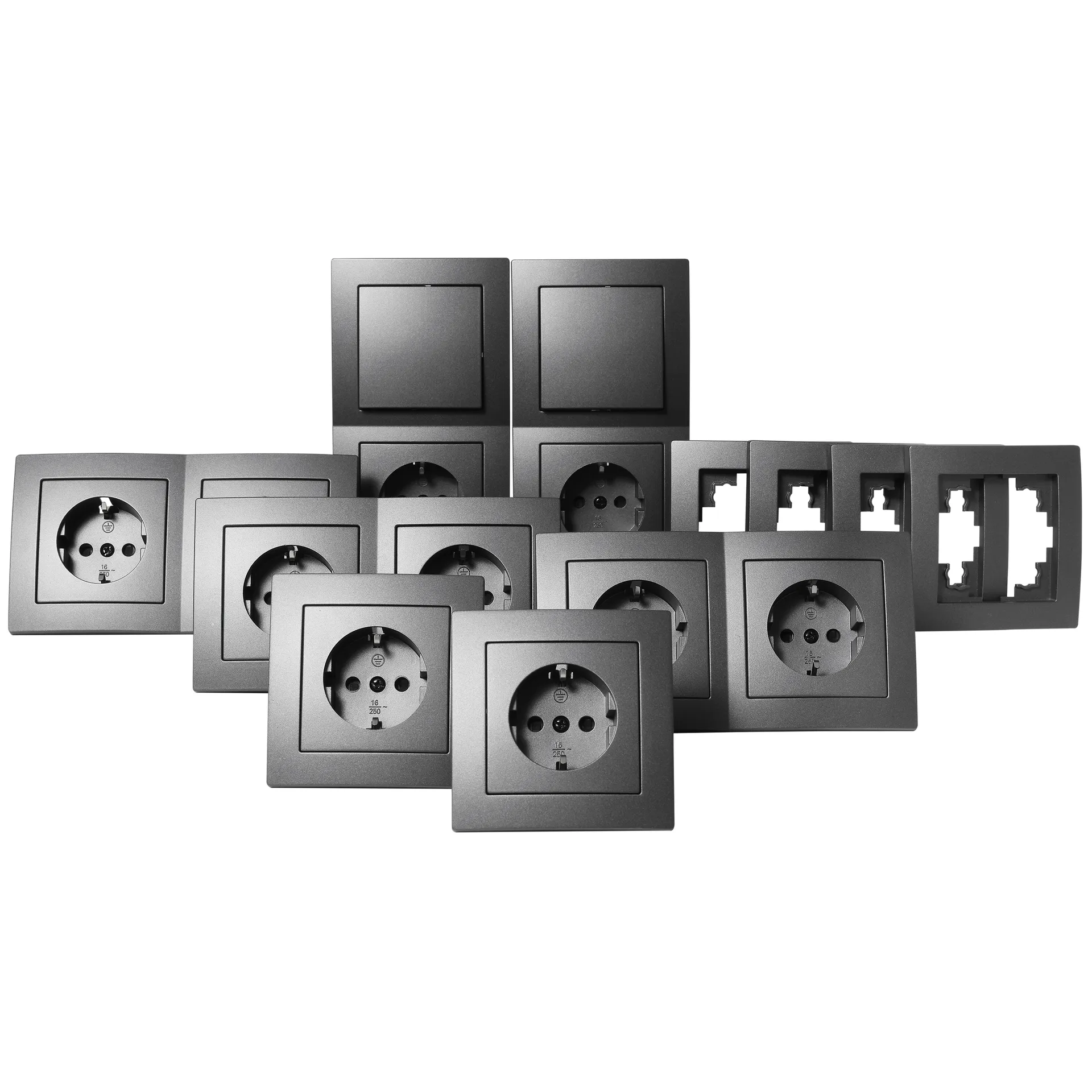 Schalter und Steckdosen Set McPower Flair “Standard Plus“ 21-teilig, anthrazit Schalter und Steckdosen Set McPower Flair “Standard Plus“ 21-teilig, anthrazit