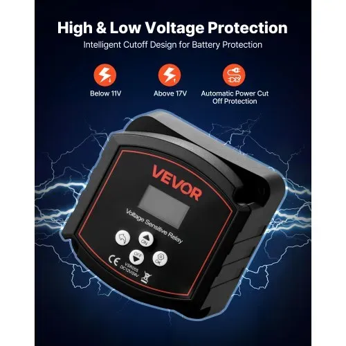 VEVOR Trennrelais, 12 V, 300 A, Doppelbatterie Isolator mit LCD-Bildschirm, intelligenter Batterietrennschalter für Lithium- & Blei-Säure-Batterien, für Auto, LKW, Wohnmobil, UTV, ATV, Boot – Bild 6