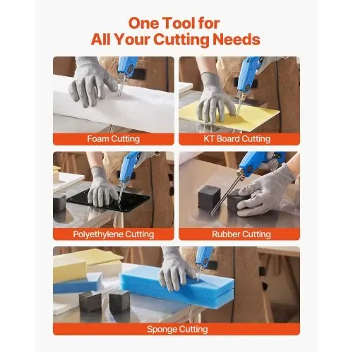 VEVOR Styroporschneider, 200 W Styrocutter, 50-500 °C einstellbarer Schaumstoffschneider mit 150 mm & 200 mm Schneidklingen für KT-Platten, Polyethylen, Schwamm, Gummi – Werkzeugkasten enthalten – Bild 3