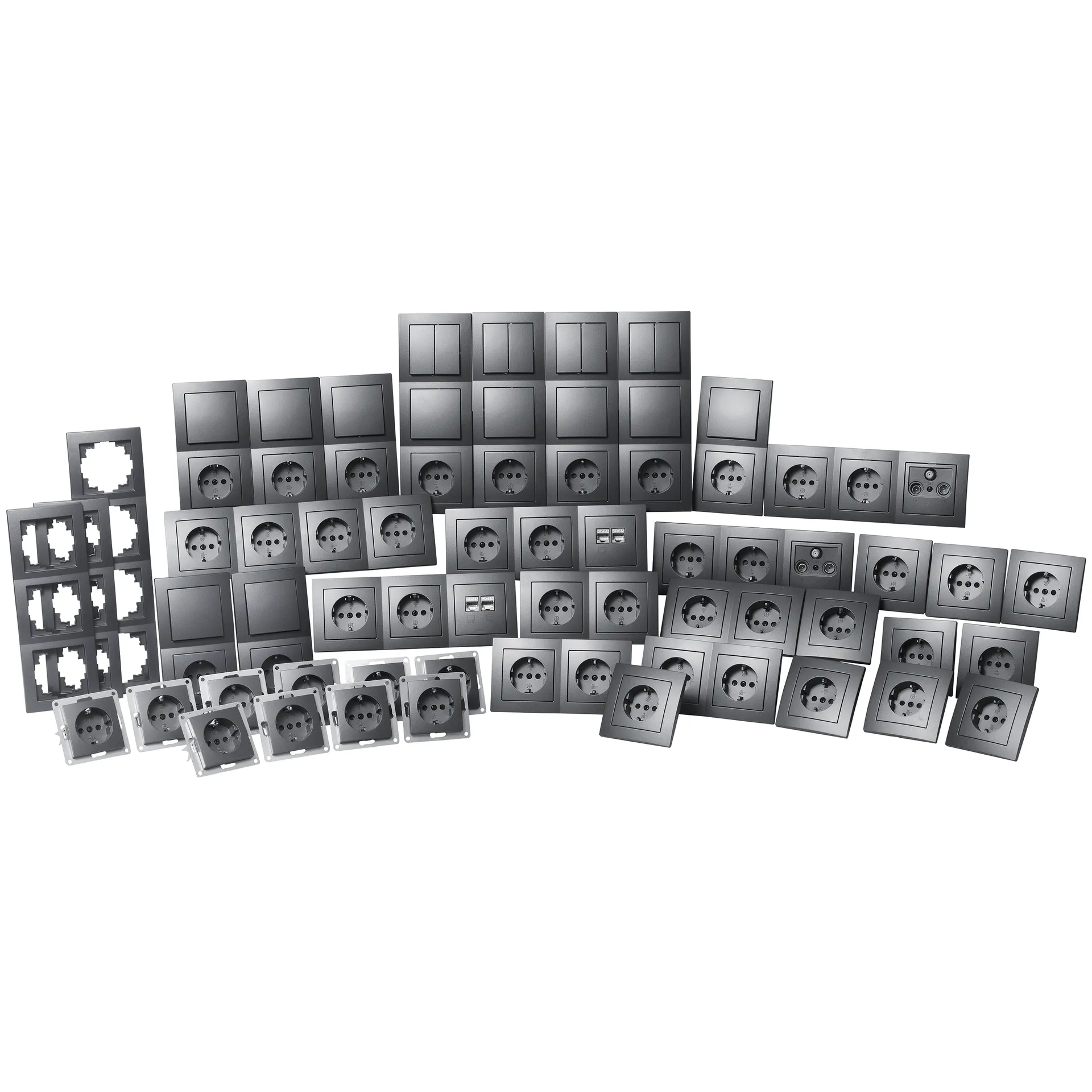 Schalter und Steckdosen Set McPower Flair “Megaset“ 100-teilig, anthrazit Schalter und Steckdosen Set McPower Flair “Megaset“ 100-teilig, anthrazit