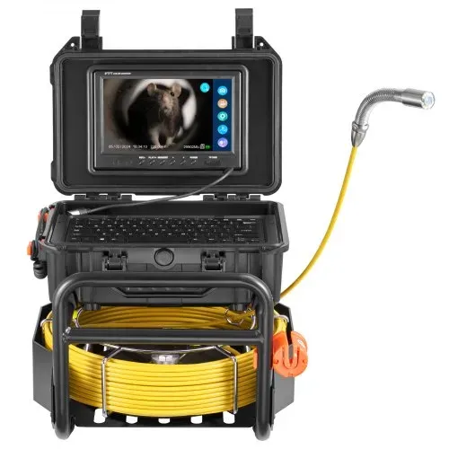VEVOR Kanalkamera 70 m, selbstnivellierende Rohrinspektionskamera mit 512-Hz-Sender, Entfernungszähler, 9-Zoll-Bildschirm, 1080P HD-Rohrkamera mit 12 LEDs und 32-GB-Karte für Kanalrohre, Endoskop – Bild 8