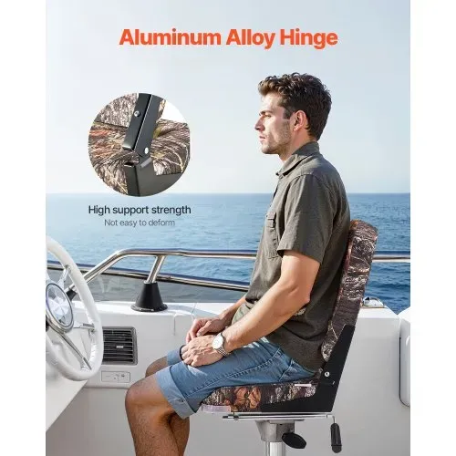 VEVOR 2 Stk. BootssitzBootsstuhl mit hoher Rückenlehne klappbarer Fischerbootsitz mit dickem Schwammkissen & PU-Leder, Scharniere aus Aluminiumlegierung, für Boote Yachten Schiffe, Tarnfarbe – Bild 3