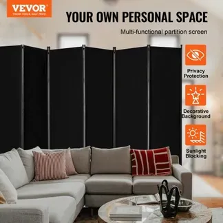 VEVOR Raumteiler 6 Paneele Paravent 3110 x 1805 x 450 mm, faltbarer Sichtschutz & tragbarer Trennwandteiler zur Raumtrennung, freistehende Raumteiler für Büro Schlafzimmer Arbeitszimmer, Schwarz VEVOR Raumteiler 6 Paneele Paravent 3110 x 1805 x 450 mm, faltbarer Sichtschutz & tragbarer Trennwandteiler zur Raumtrennung, freistehende Raumteiler für Büro Schlafzimmer Arbeitszimmer, Schwarz