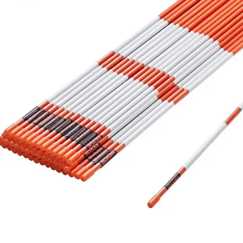 VEVOR Einfahrtsmarkierungen, 50 Stk. 121,92 cm, 1,02 cm Durchmesser, orangefarbene Glasfaserstangen, Schneepfähle mit reflektierendem Band, 30,48 cm Stahlbohrer und Schutzhandschuhe für Parkplätze, Ge – Bild 10