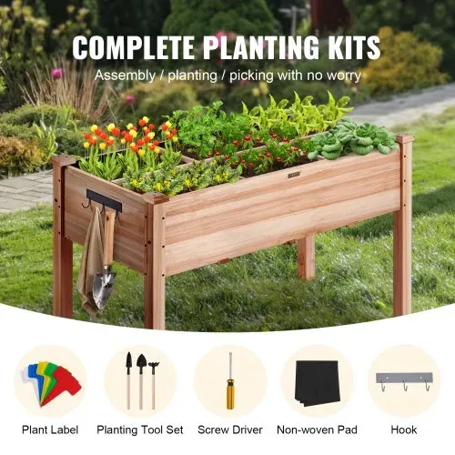 VEVOR Hochbeet Holz Pflanzkübel mit Ablage Blumenkasten 100kg Tragfähigkeit Garten Pflanzkasten Terrassen Gemüsebeet Gartenbeet Pflanzbeet 120x58x76cm ideal für den Anbau von Gemüse Obst Kräutern – Bild 2