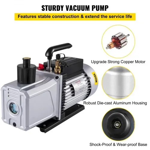 VEVOR Vakuumpumpe Unterdruckpumpe 1-stufig 1PS 340L/min Einlassanschluss 0,64 cm – Bild 2