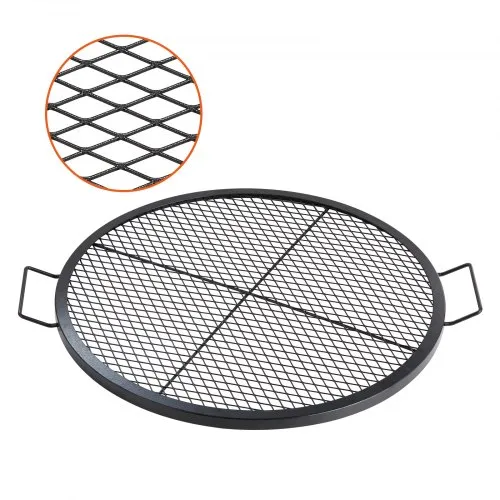 VEVOR X-Marks Feuerstellen-Grillrost, Φ 760 x 25 mm Lagerfeuer-BBQ-Grillrost aus Stahl mit Griff und Stütz-X-Draht, Tragbares Camping-Kochgeschirr für Partys und Zusammenkünfte im Freien, Schwarz VEVOR X-Marks Feuerstellen-Grillrost, Φ 760 x 25 mm Lagerfeuer-BBQ-Grillrost aus Stahl mit Griff und Stütz-X-Draht, Tragbares Camping-Kochgeschirr für Partys und Zusammenkünfte im Freien, Schwarz