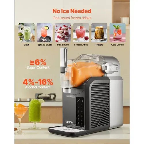 VEVOR Slush Maschine Mini 2 L, Kein Eis erforderlich, Slushie Maschine für Zuhause mit Selbstreinigung und 6 Voreingestellten Programmen, Zubereitung von Milchshakes, Frappés und Gefrorenen Cocktails – Bild 2