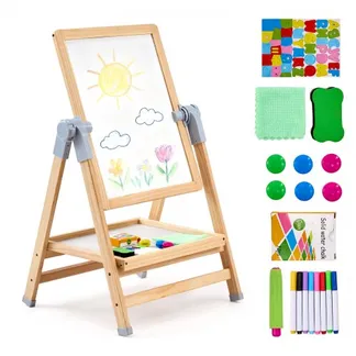 VEVOR Kunststaffelei für Kinder, 2-in-1-Kunststaffelei aus Holz, doppelseitig, mit magnetischem Whiteboard und Kreidetafel, verstellbares, stehendes, drehbares, faltbares Zeichenbrett mit Malzubehör für Jungen und Mädchen VEVOR Kunststaffelei für Kinder, 2-in-1-Kunststaffelei aus Holz, doppelseitig, mit magnetischem Whiteboard und Kreidetafel, verstellbares, stehendes, drehbares, faltbares Zeichenbrett mit Malzubehör für Jungen und Mädchen