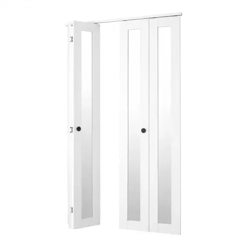 VEVOR Falttür Komplettset 1219 mm (vier 305 mm) x 2032 mm Ganzkörperspiegel, für Schränke & Schlafzimmer, 4-tlg. Faltschiebetür mit Metallbeschlägen & Verbundrahmen, Modern Stilvoll & Platzsparend, Weiß – Bild 10