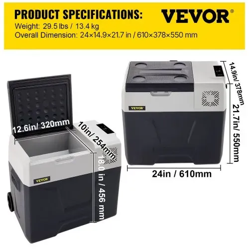 VEVOR 50L Autokühlschrank Kompressorkühlbox Edelstahl Urlaub Isolierbox Mini Kühlschrank Kühlbox Auto und Steckdose – Bild 6