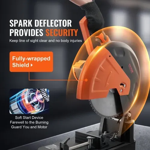 VEVOR 2800 W Kapp- und Gehrungssäge Kreissägeblatt, 35,5 cm, Professional Paneelsäge Kappzugsäge, Sägen Kappsäge Kreissäge Hochwertiges Sägeblatt Kaltschnitt-Kappsäge Orange & Schwarz – Bild 4