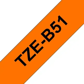 Brother TZE-B51 Etiketten erstellendes Band Schwarz auf leuchtend Orange Brother TZE-B51 Etiketten erstellendes Band Schwarz auf leuchtend Orange