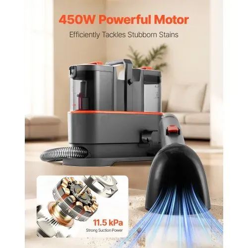 VEVOR Teppichreinigungsmaschine 1,5 L Frischwassertank & 0,8 L Schmutzwassertank, tragbarer Polsterreiniger, 11,5 kPa Waschsauger Fleckentiefenreiniger für Teppich Couch Haushaltsreinigung VEVOR Teppichreinigungsmaschine 1,5 L Frischwassertank & 0,8 L Schmutzwassertank, tragbarer Polsterreiniger, 11,5 kPa Waschsauger Fleckentiefenreiniger für Teppich Couch Haushaltsreinigung