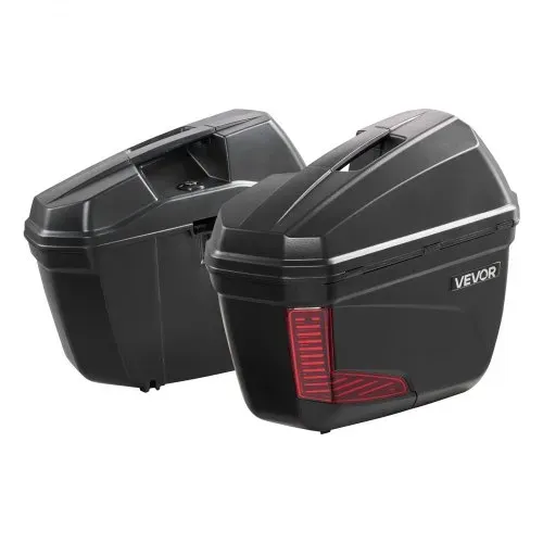 VEVOR Motorrad-Seitenkoffer 2 x 23 L mit Halterungen aus ABS, Schwarze Seitencase mit 3-Stufen-Verriegelung, Roten Reflektoren, Sicherheitsschlössern und Schlüsseln, IPX4-Spritzwasserschutz – Bild 9