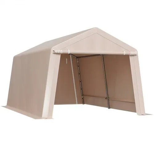 VEVOR Gerätehaus, 305x457x243 cm, Garagenzelt aus PE, Geräteschuppen, Fahrradgarage, Gartenschuppen, Carport, Fahrradschuppen, Aufbewahrungsgarage für Motorrad, Rasenmäher, Fahrrad, grau – Bild 8