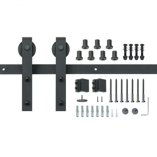 VEVOR 244cm Schiebetürbeschlag J-förmig Schiebetürsystem mit 2-teiligen Schienen 150kg Tragfähigkeit Laufschiene Ideal für Schiebetüren mit Türstärke von 32-45mm, Türbreite von 1,12–1,32m – Bild 10