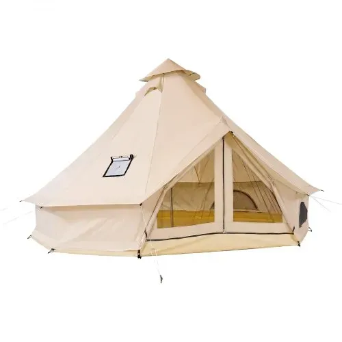 VEVOR Oxford Glockenzelt, 3 m Jurte, 4 Jahreszeiten, mit Ofenrohrdurchführung, bis zu 3 Personen, mit Abnehmbarem Boden (Reißverschluss), ideal für Familien-Camping, & Outdoor-Aktivitäten, Beige – Bild 9