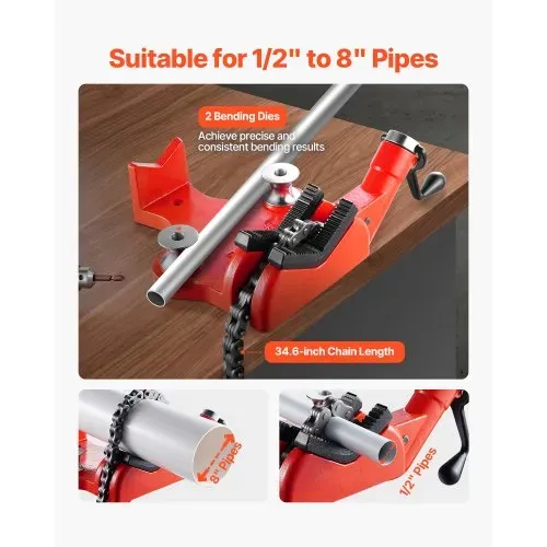 VEVOR Kettenrohrschraubstock, Rohrkapazität 12,7-203,2 mm, robuste 880 mm lange Kette & Gusseisenbasis, Rohrklemmung in Industriequalität für Sanitärinstallationen, Autoreparaturen, Metallverarbeitung VEVOR Kettenrohrschraubstock, Rohrkapazität 12,7-203,2 mm, robuste 880 mm lange Kette & Gusseisenbasis, Rohrklemmung in Industriequalität für Sanitärinstallationen, Autoreparaturen, Metallverarbeitung