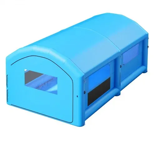 VEVOR Aufblasbare Lackierkabine 7x4x2,75m Spritzkabine Autolackierzelt Blau, mit 550-W-& 750-W-Gebläsen Aktivkohlefiltration Transparentem PVC-Fenster für Mittelgroße Pick-ups Große Möbel Tragbar – Bild 9