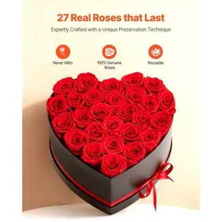 VEVOR 27 Stk. Ewige Rosen in Herzform Box, konservierter Blumenstrauß, Blumen Geschenkbox für ihre Frau, Mütter, Liebespartner, zur Hochzeit, zum Muttertag, Valentinstag, Weihnachten, Rot VEVOR 27 Stk. Ewige Rosen in Herzform Box, konservierter Blumenstrauß, Blumen Geschenkbox für ihre Frau, Mütter, Liebespartner, zur Hochzeit, zum Muttertag, Valentinstag, Weihnachten, Rot