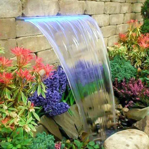 VEVOR Wasserfall 92 x 8 x 21 cm, Teich Wasserfall aus Acrylmaterial, Wasserfall und Bachlaufsets 8 m Netzkabel für Garden Wand, Mauer Gabione Teich Springbrunnen Bunte Streife, Wasserfontäne für Pool – Bild 7