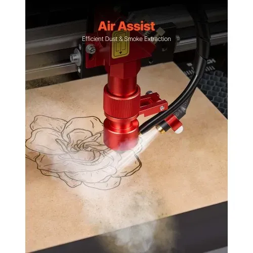 VEVOR Lasergravierer CO2 45W, 300x200 mm, Tisch-CO2-Lasergravurmaschine mit Drehachse, Luftunterstützung, kompatibel mit LightBurn, CorelDRAW und GRBL, für Holz, Acryl & Glas – Bild 5