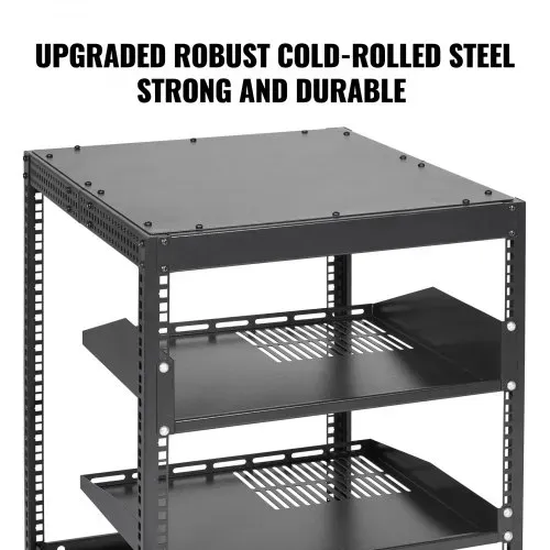 VEVOR 12U-Server-Rack mit offenem Rahmen 58.5-101.6cm verstellbare Tiefe freistehender/wandmontierter Netzwerk-Server-Rack 4-Pfosten-AV-Rack mit Rollen für Ihre gesamte Netzwerk-IT-Ausrüstung AV-Ausrüstung – Bild 3
