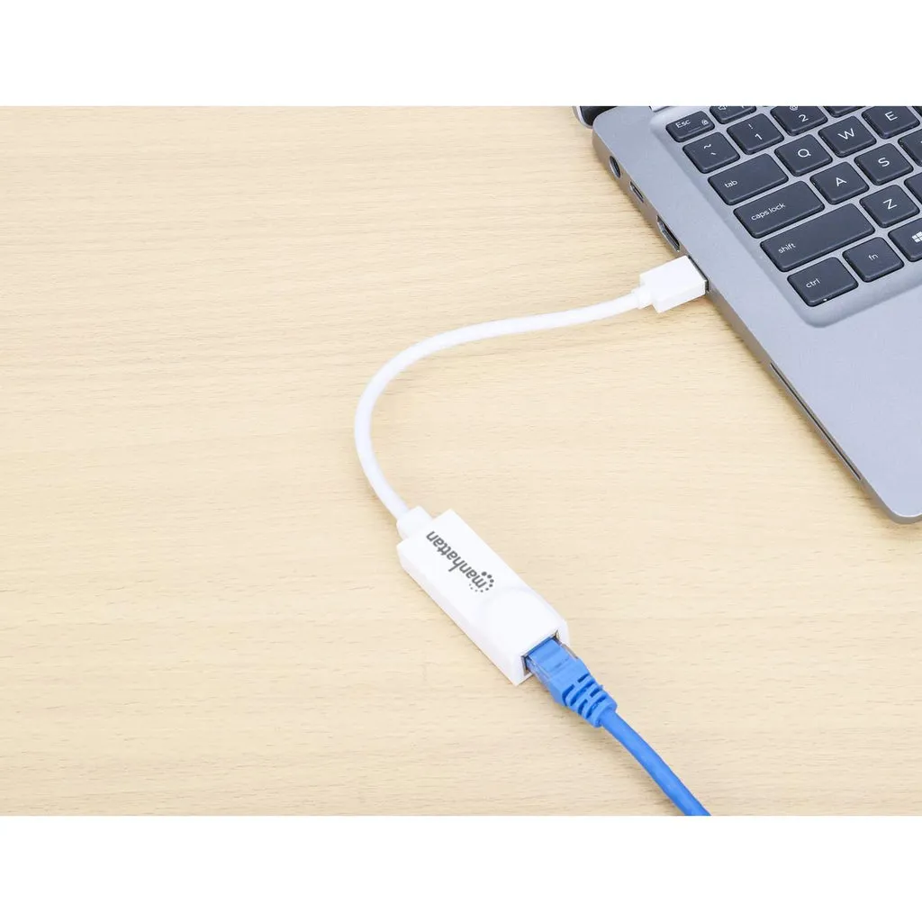 Manhattan USB-A auf Gigabit-Ethernet-Netzwerkadapter, USB 3.2 Gen 1 auf 10/100/1000 Mbit/s Gigabit Ethernet, weiß – Bild 5